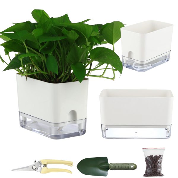 Self Watering Rectangular Planter for Indoor Plants By Planterhoma