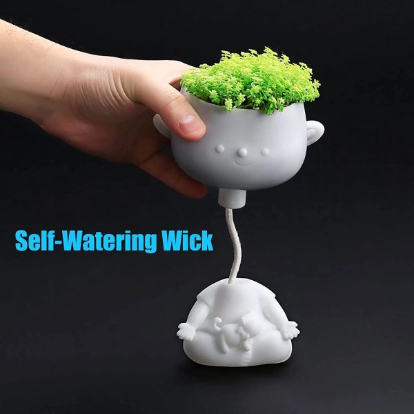 3D Printed Cute Face Planter Pot- Yogo Girl Face Planter with a Cat - Image 5