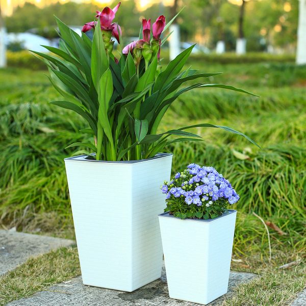 Tall Planter for Indoor Plants Self Watering Planters White Violet Pots Plastic Flower Pots Square Planter