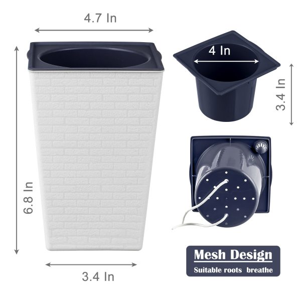 Tall Planter for Indoor Plants Self Watering Planters White Violet Pots Plastic Flower Pots Square Planter - Image 5