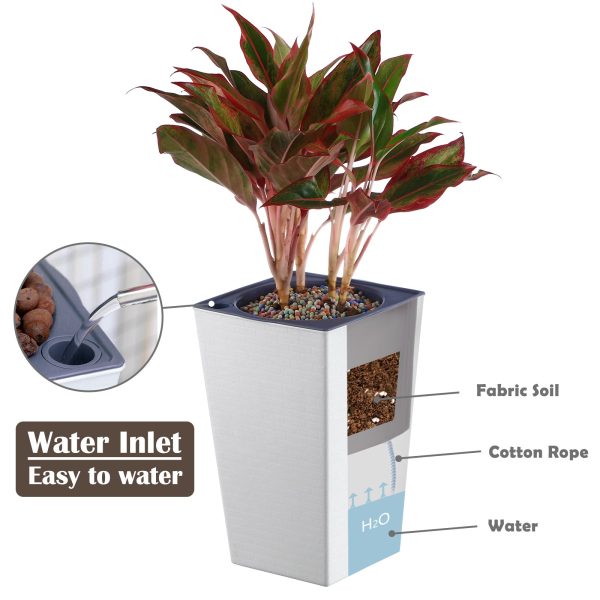 Tall Planter for Indoor Plants Self Watering Planters White Violet Pots Plastic Flower Pots Square Planter - Image 10