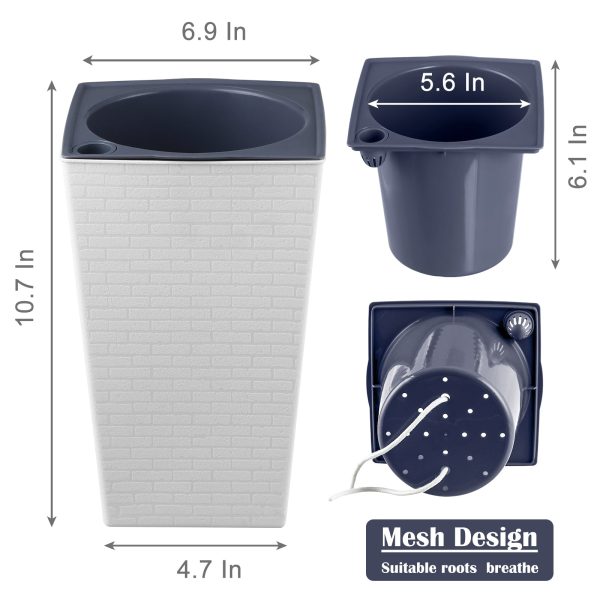 Tall Planter for Indoor Plants Self Watering Planters White Violet Pots Plastic Flower Pots Square Planter - Image 6
